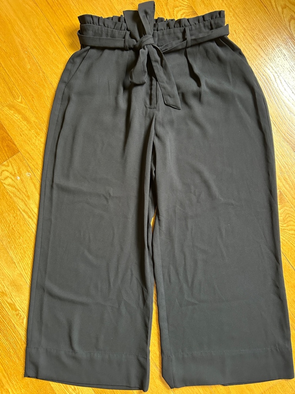High-Waist Paperbag Tie Wide-Leg Pants